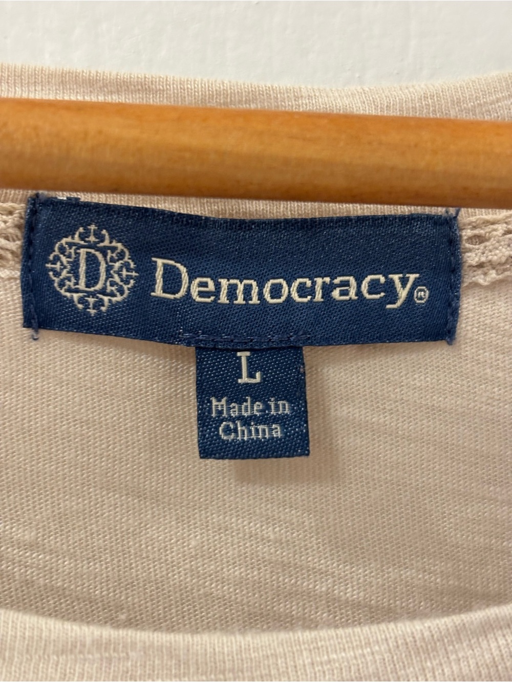 Democracy Beige Short Sleeve Tee with Colorful Fruit Embroidery - Picture 2 of 12